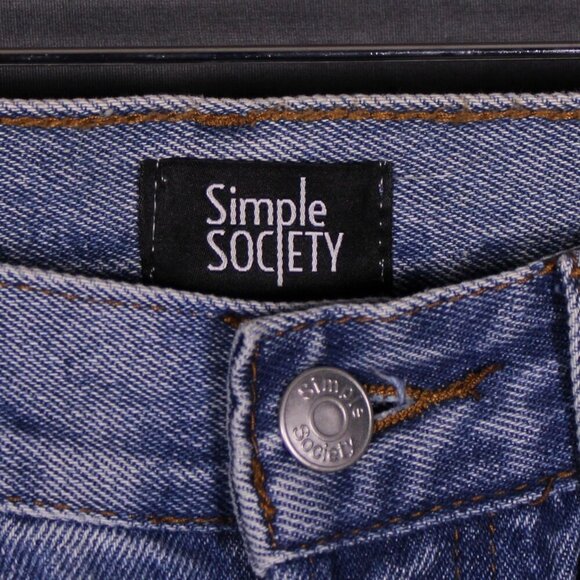 NWT Simple Society Y2K Crystal Destroyed‎ High Rise Straight Jeans 5/27 Festival - Picture 5 of 14